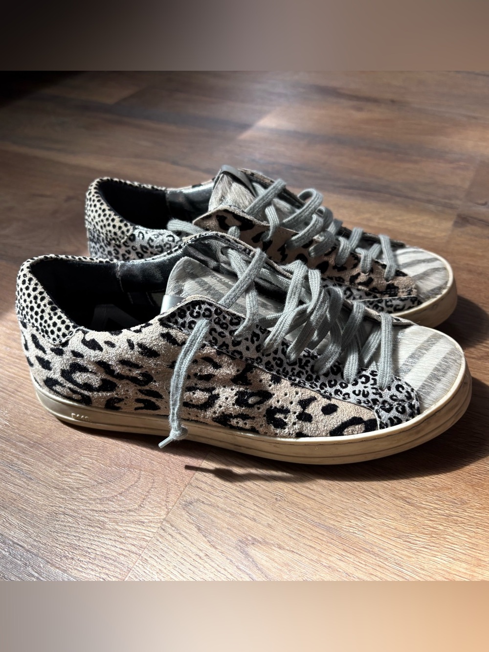 P448 Women's Gray Leopard & Zebra Print Low-Top Sneakers - Picture 6 of 9